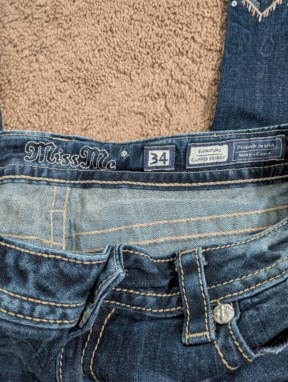 Miss Me Dark Wash Cropped Jeans with Embroidered Ankles - Picture 9 of 11